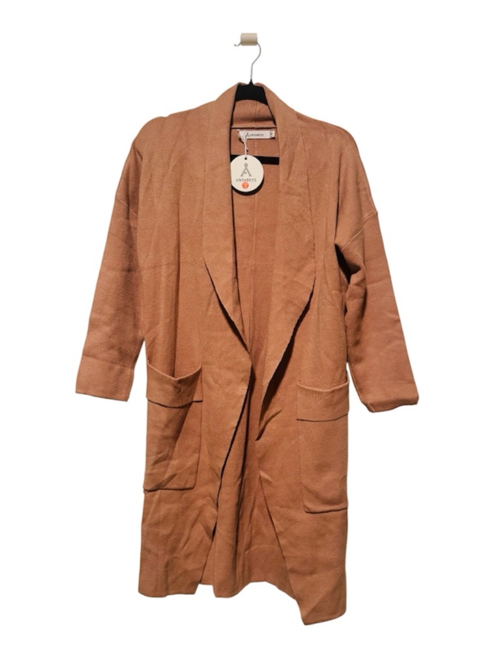Andree by Unit Open Front Long Coatigan - Camel/Pink Size Small NWT